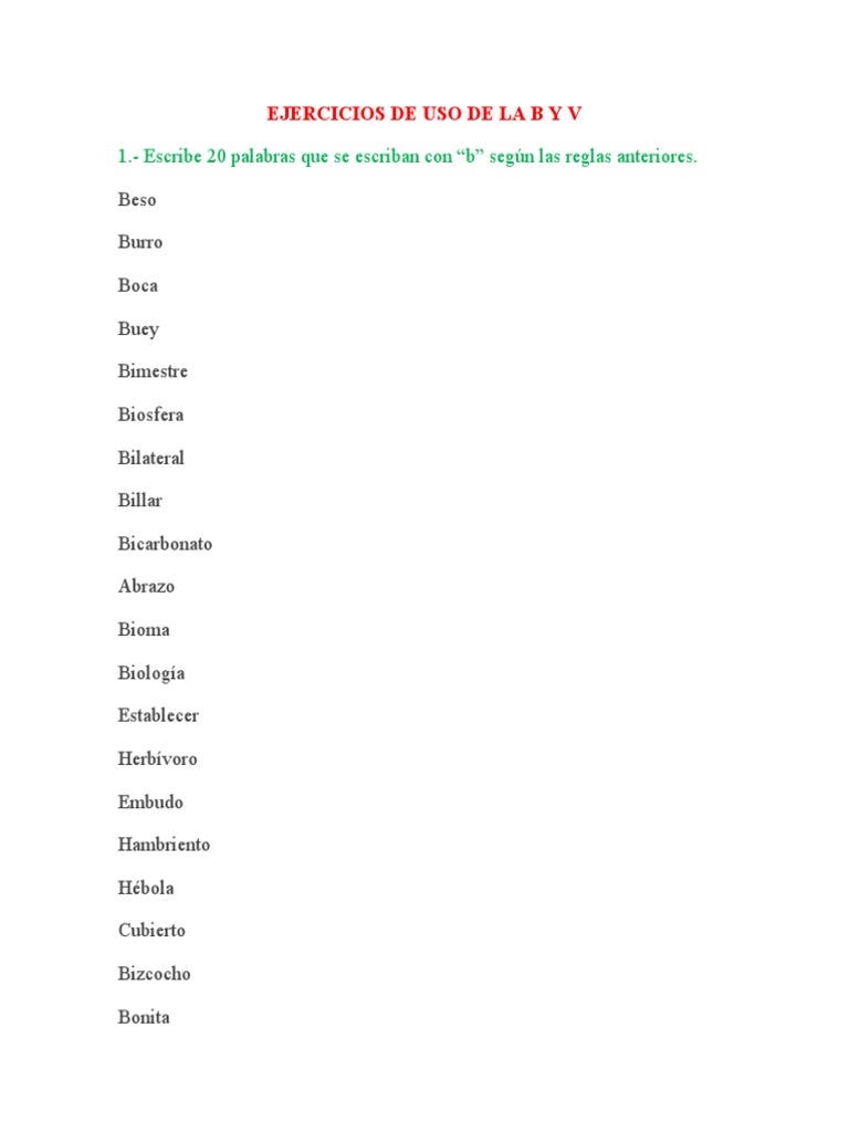 Ejercicios de Uso de La B y V | PDF