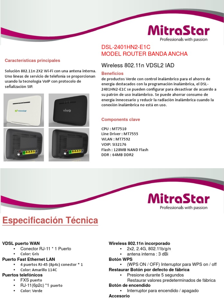 Mitrastar VDSL Dsl2401hn2E1c PDF Ieee 802.11 Wifi