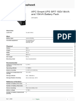 APC Smart-UPS SRT 192V 8kVA and 10kVA Battery Pack Spec Sheet