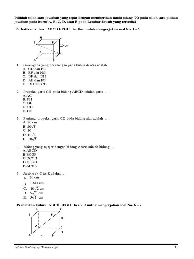 Latihan Soal Geometri Ruang 3D | PDF