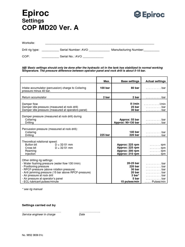 9852 3836 01c Settings COP MD20 Ver. A | PDF | Manufactured Goods ...