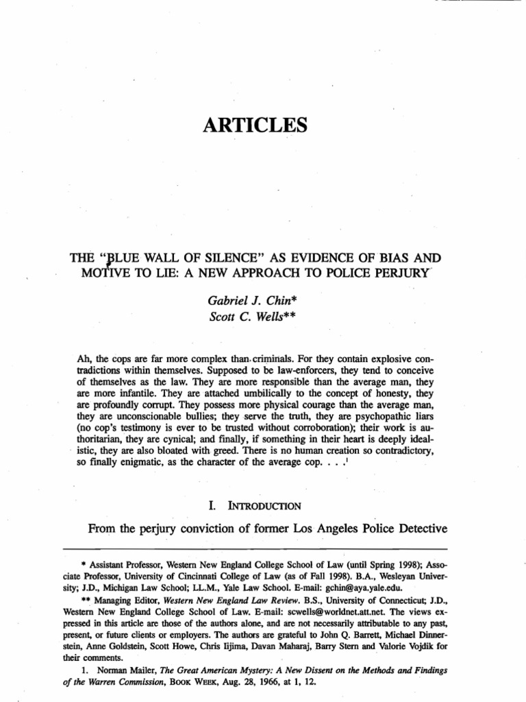Police Perjury: Bias and "Blue Wall" | PDF | Perjury | Police Brutality