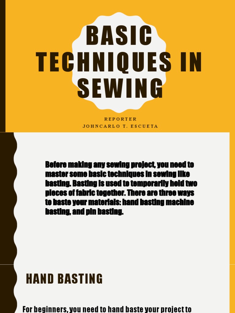 Basic Techniques In Sewing Pdf Seam Sewing Sewing