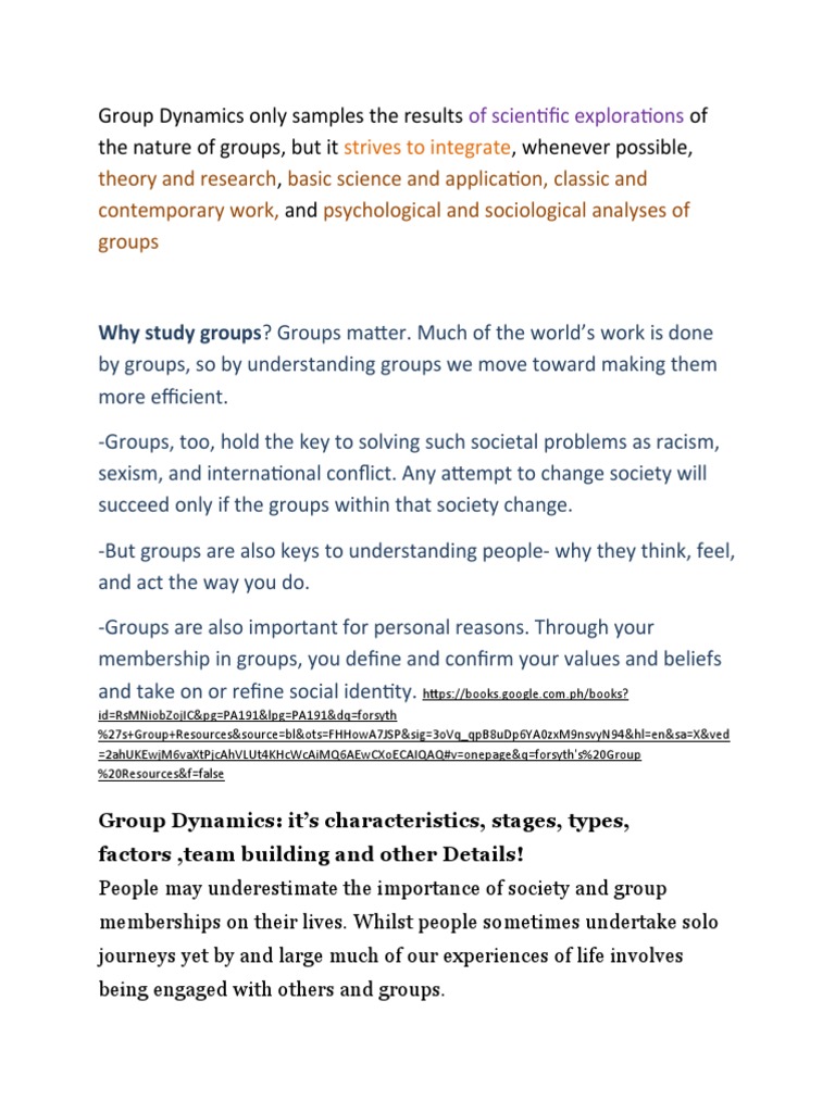 Group Dynamics Defined PDF Communication Group Cohesiveness