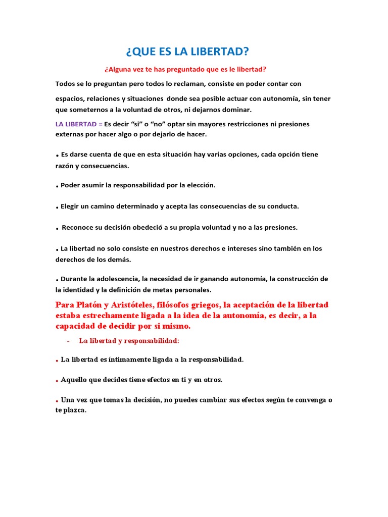 Que Es La Libertad | PDF | Libertad | Teorías filosóficas