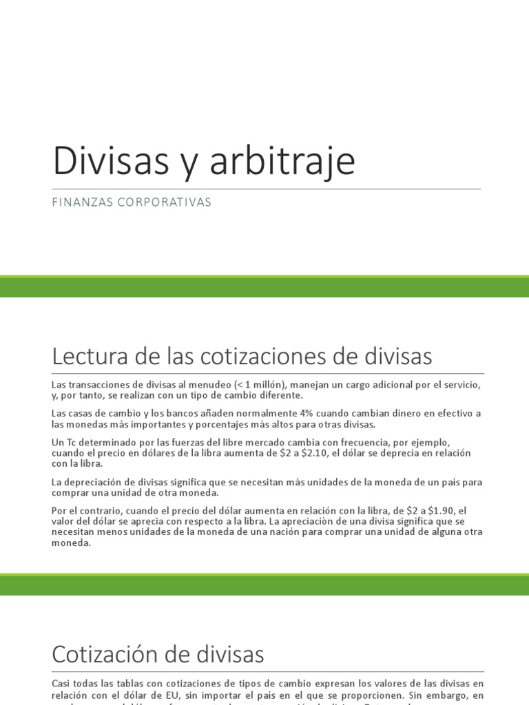 Divisas y Arbitraje | PDF | Tipo de cambio | Moneda