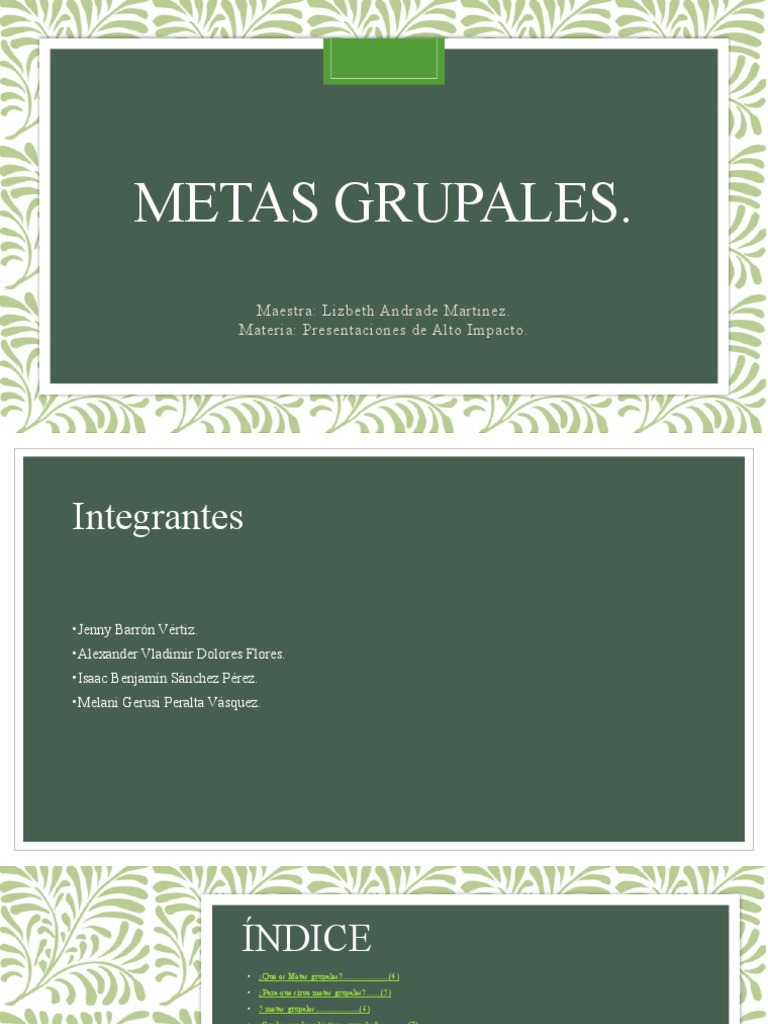 Metas Grupales | PDF | Crecimiento personal y profesional