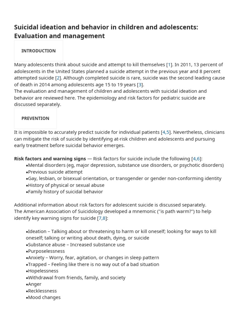 Managing Suicidal Ideation in Youth | PDF | Self-Improvement | Science ...