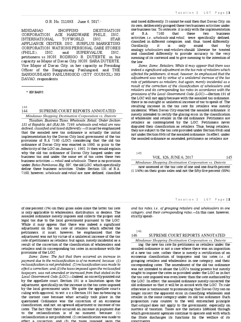 144 Supreme Court Reports Annotated: Mindanao Shopping Destination ...