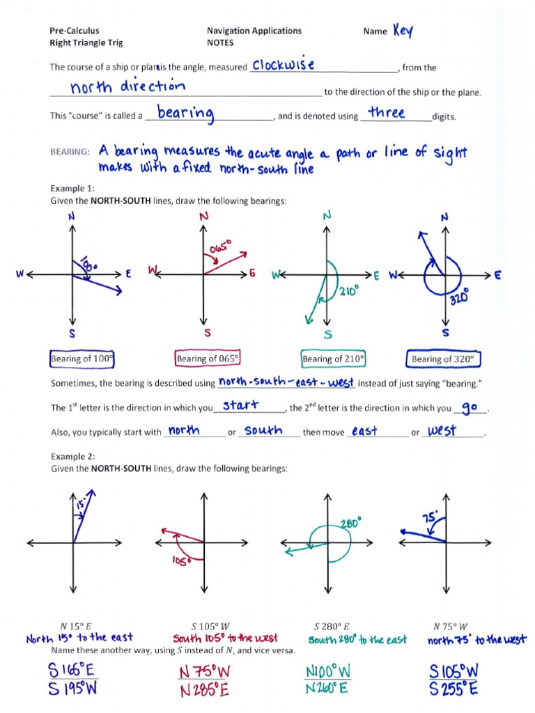 Navigation Notes and Practice Problems SOLUTION KEY PDF