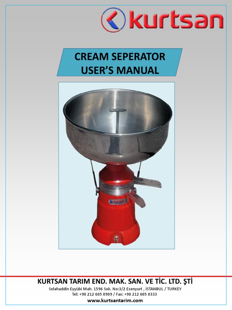 Cream separator : separate the cream from the milk instantaneously