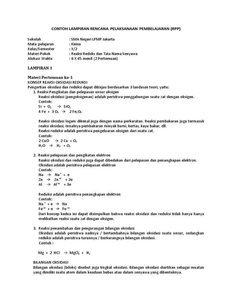 Contoh Lampiran RPP SMA Kurikulum 2013 (Materi Dan Penilaian) | PDF ...