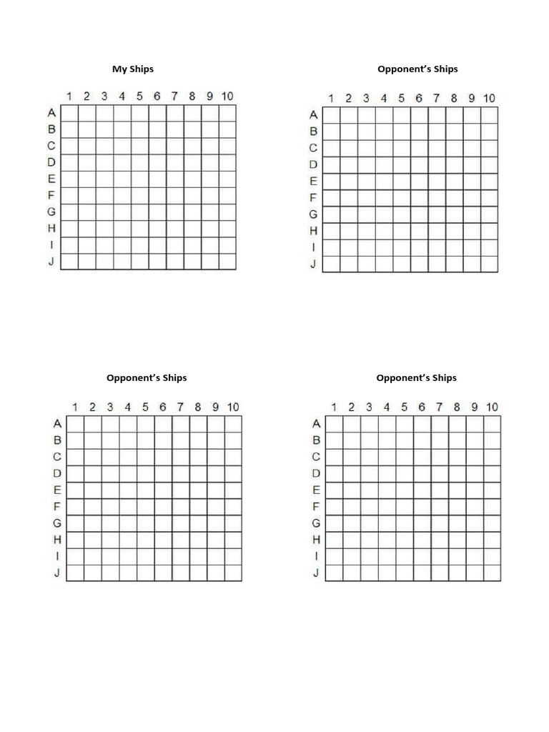 Battleship template PDF