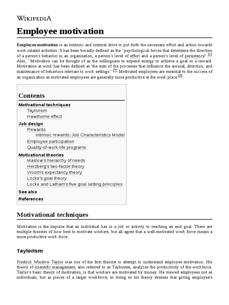 Employee Motivation PDF Motivational Motivation