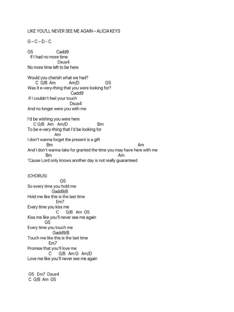 Alicia Keys - Like You'll Never See Me Again | PDF