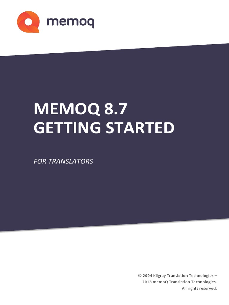 Getting Started With Memoq 8.7 PDF