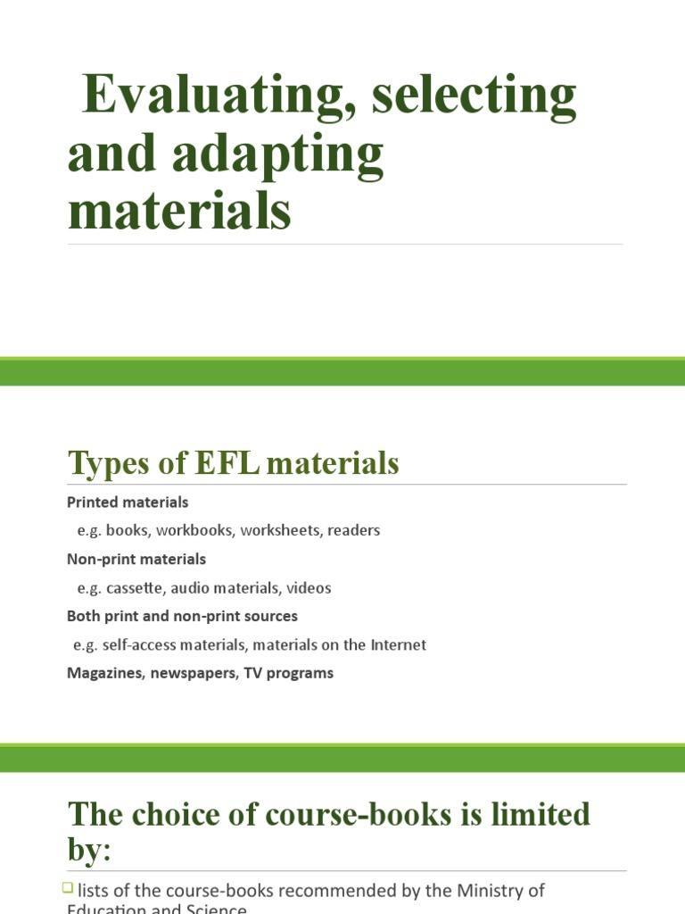 Selecting and Adapting Materials PDF Textbook Teachers