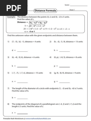 Distance 2024 formula worksheet