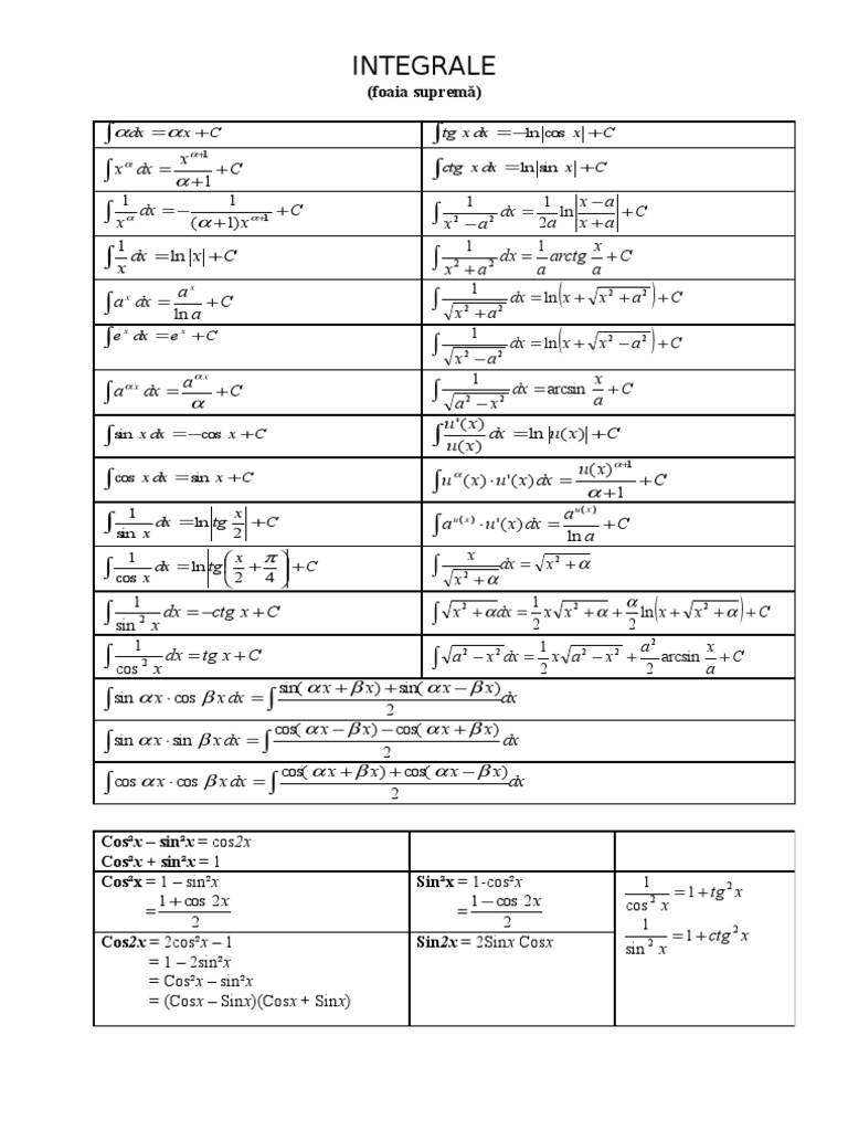 Calculus Integrals and Trigonometric Identities | PDF | Teaching ...