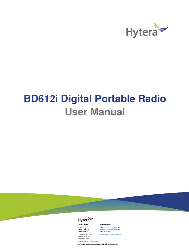Hytera BD61X Digital Portable Radio User Manual R2.0 PDF Radio
