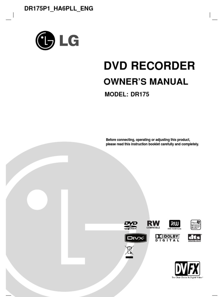 LGDR175 Service Manual PDF Compact Disc Dvd