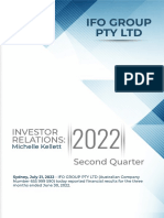 I FO Group PTY LTD: I Nvestor Relati Ons: Second Quarter