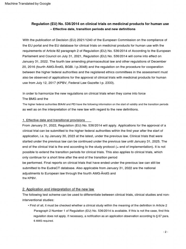 Regulation on clinical trials of medicinal products for human use