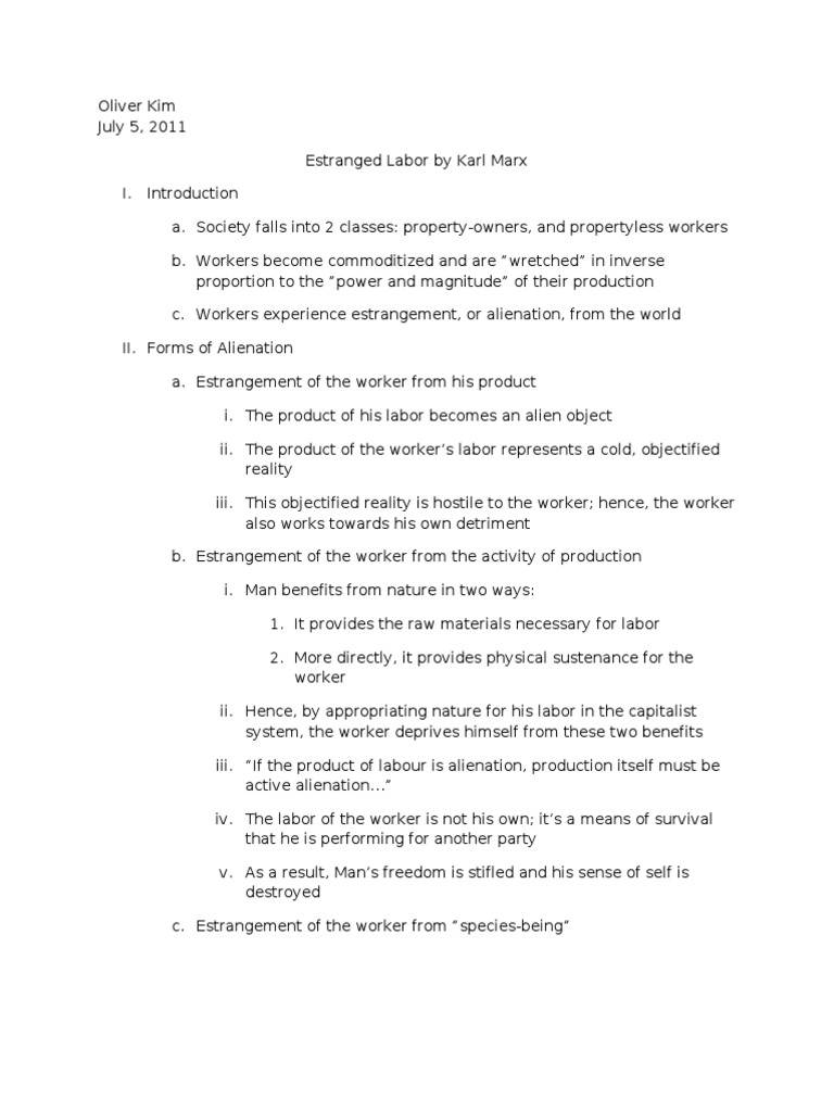 Estranged Labor by Karl Marx | PDF | Marx's Theory Of Alienation ...