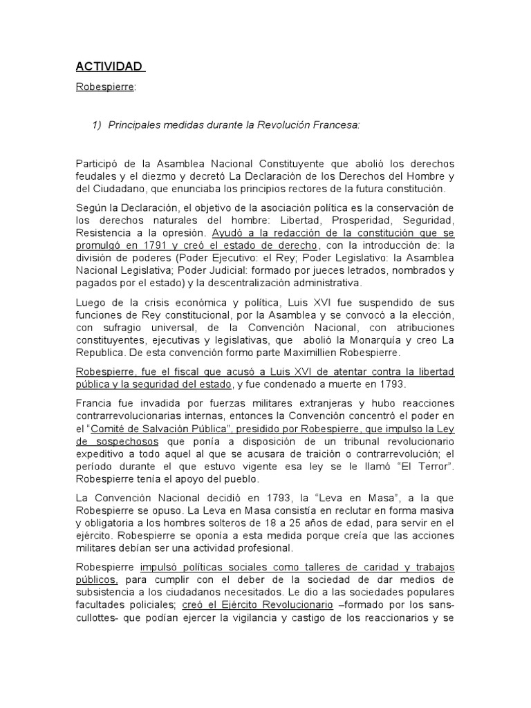 Robespierre y su legado en la Revolución | PDF | revolución Francesa ...
