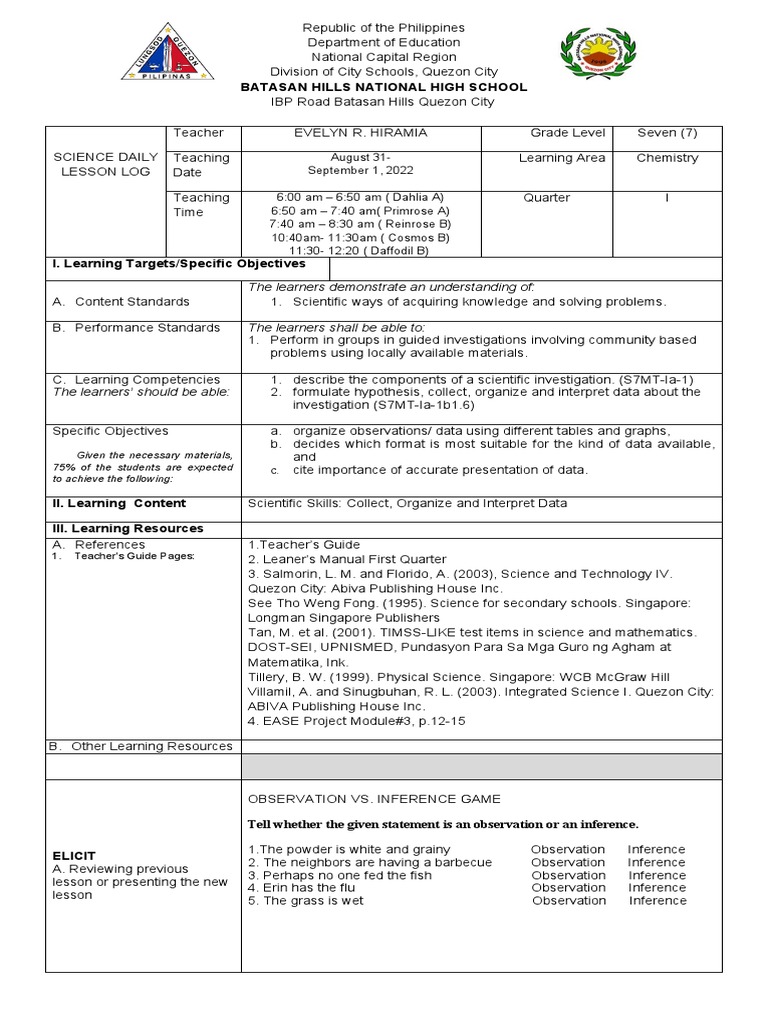 Grade 7 Science Lesson Plan | PDF | Learning | Cartesian Coordinate System