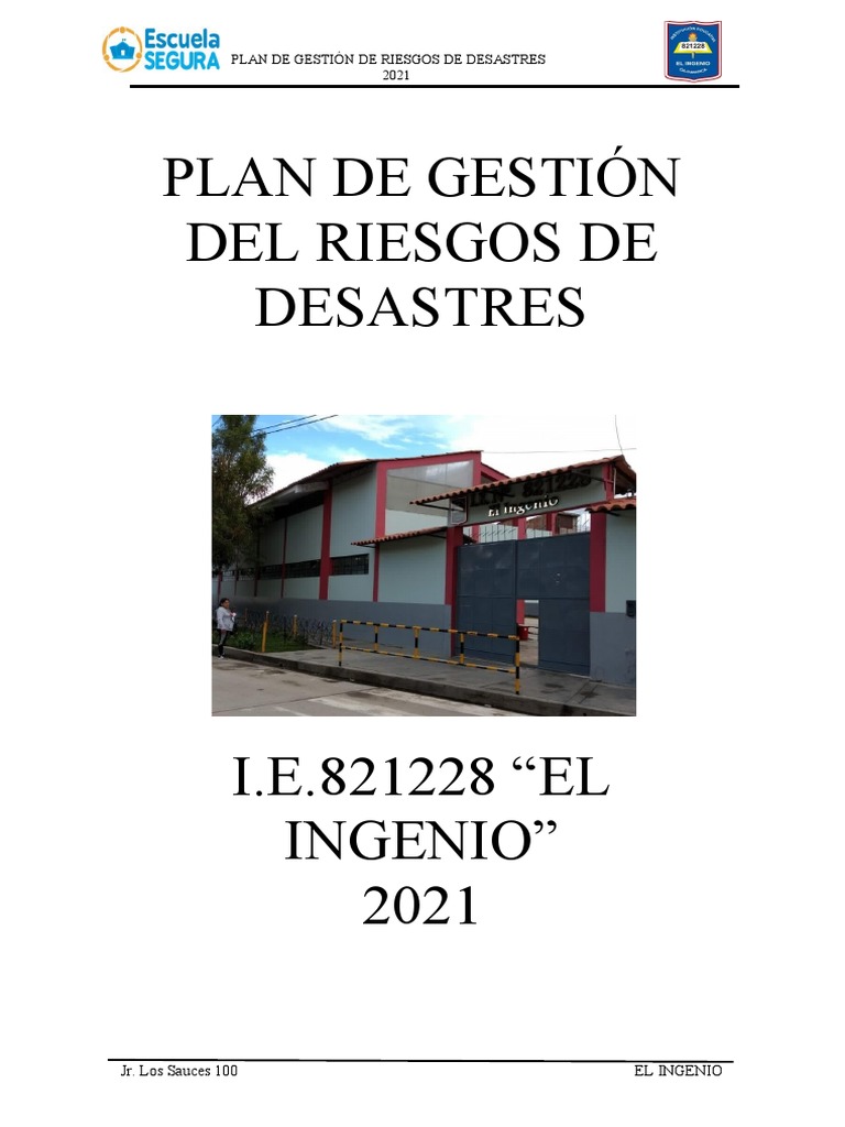PLAN DE GESTIÓN DE RIESGOS DE DESASTRES 2021 - Lidia Vega | PDF ...