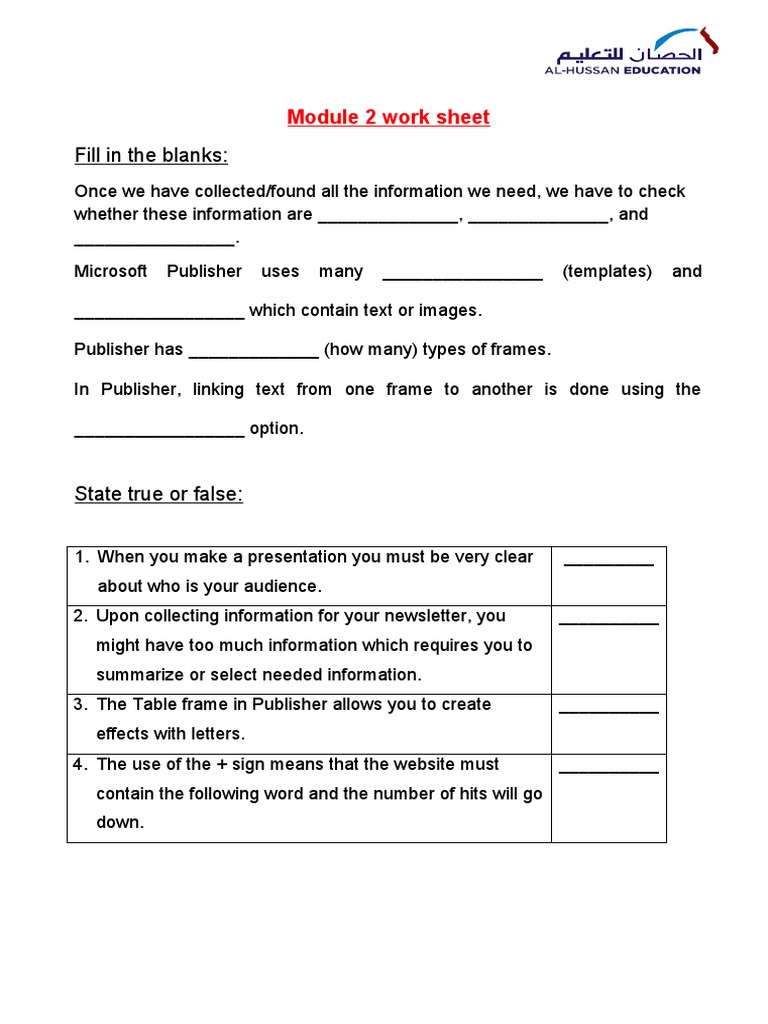 Module 2 Worksheet | PDF
