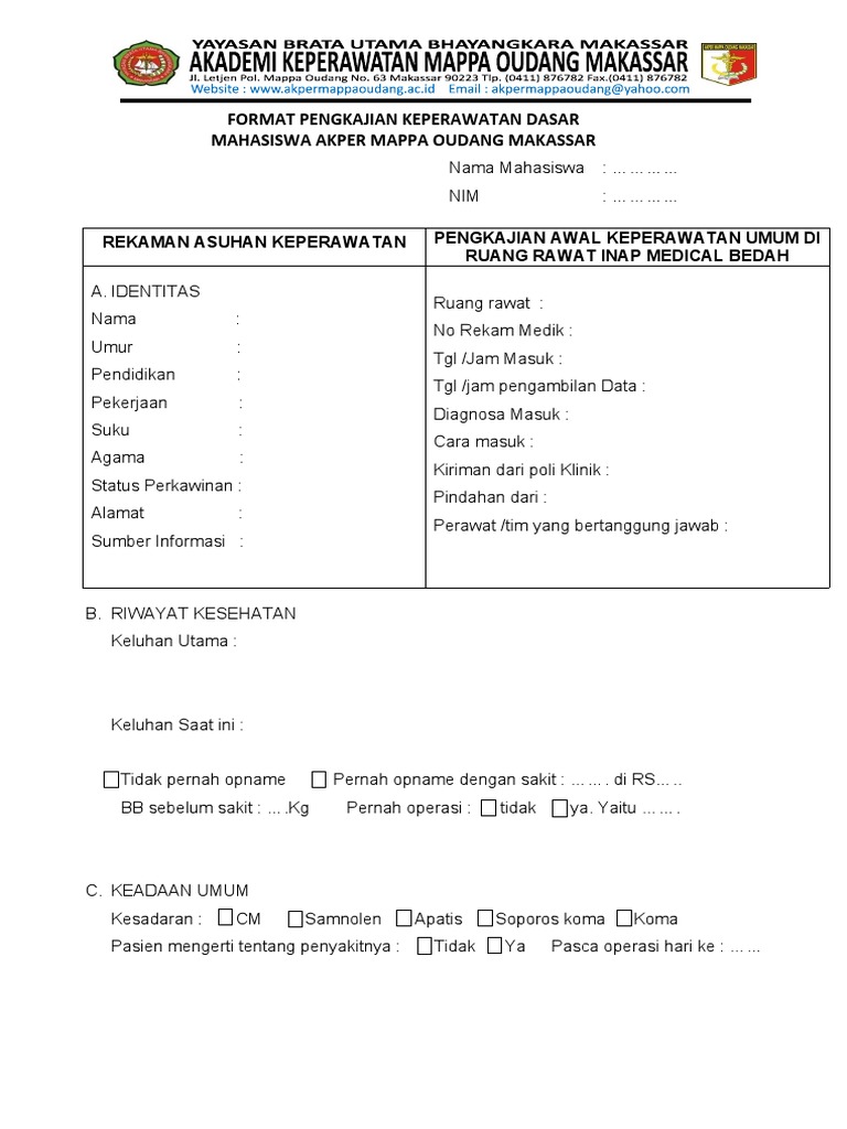 Form Pengkajian KDM | PDF