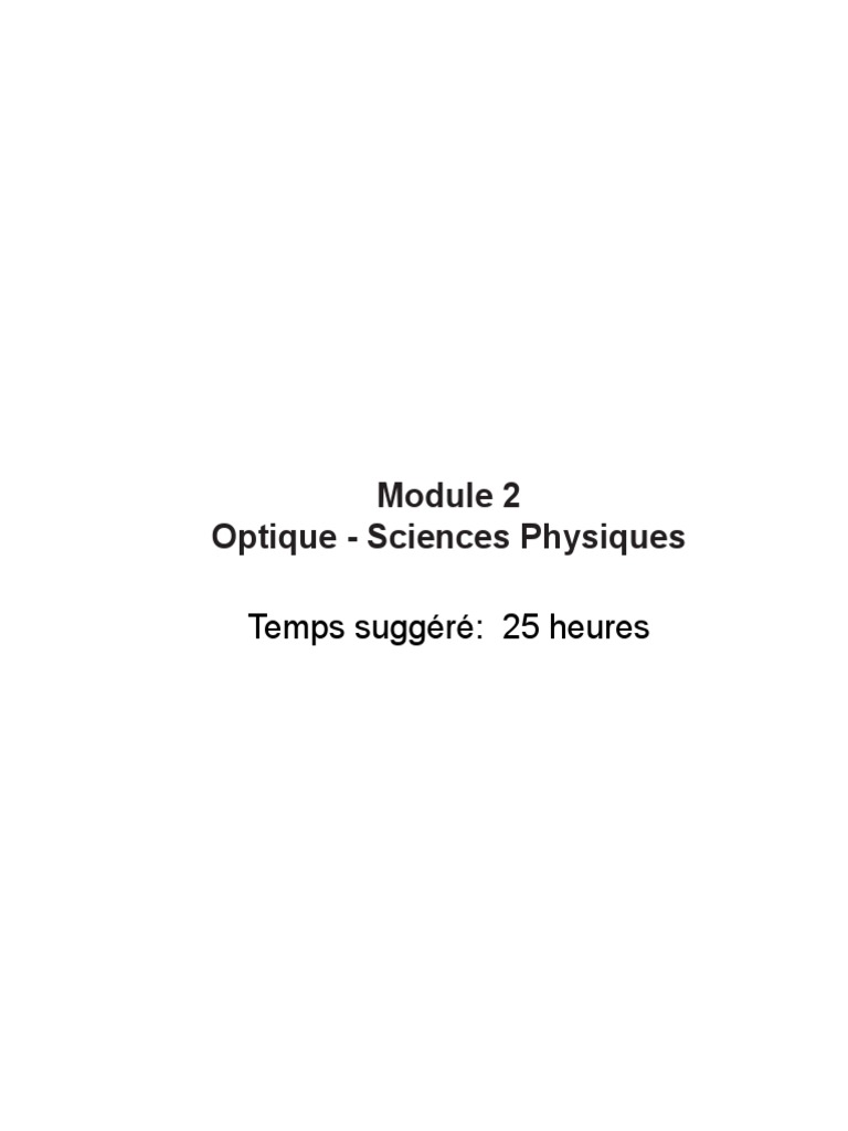 Module 2 : Optique en Sciences Physiques | PDF | Sciences et ...