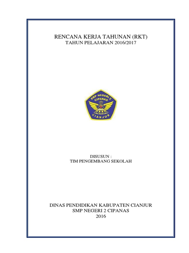Contoh Rencana Kerja Tahunan (RKT) Sekolah Jenjang SMP | PDF