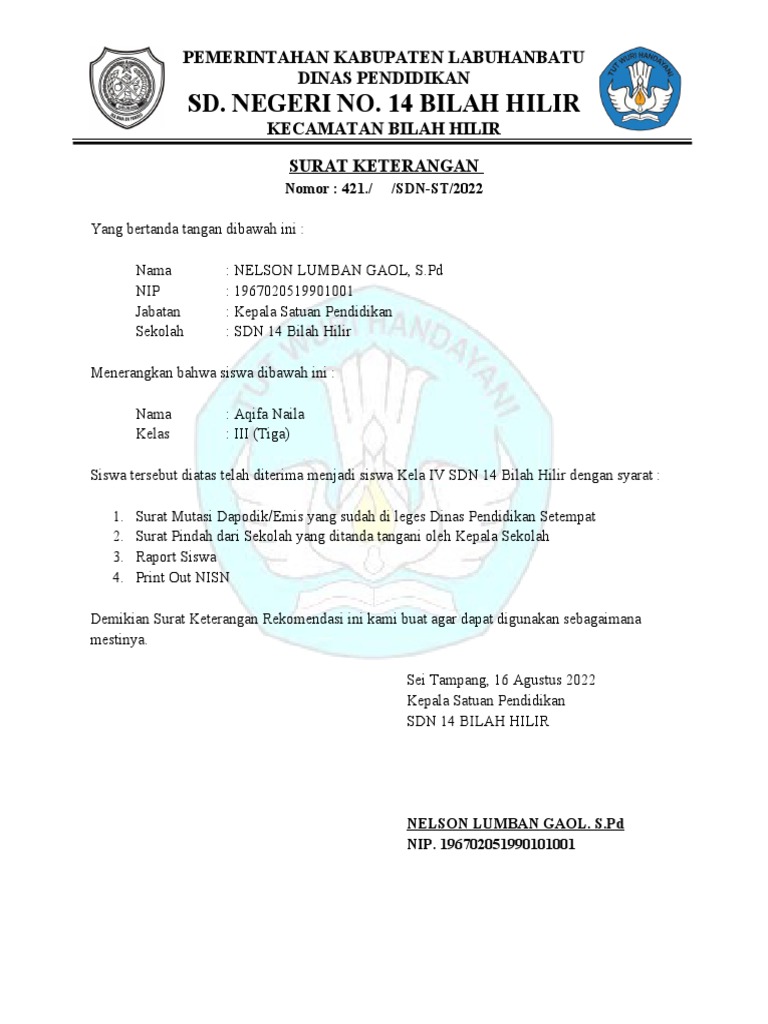 SURAT KETERANGAN SD | PDF