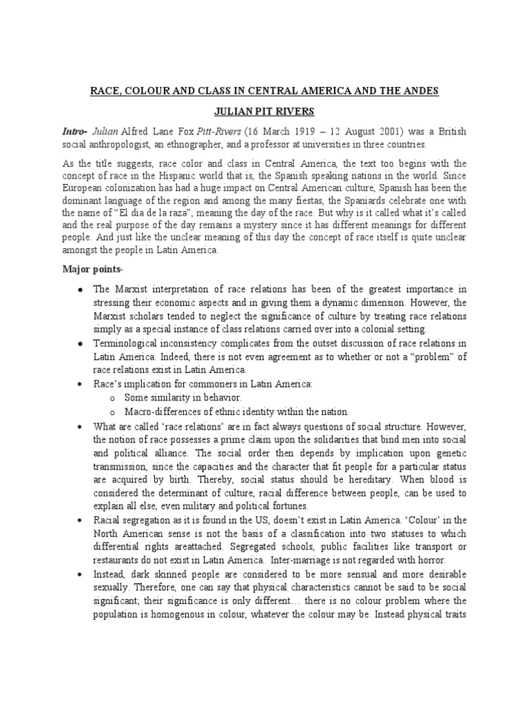 Race, Color, Class in Central America | PDF | Race (Human ...