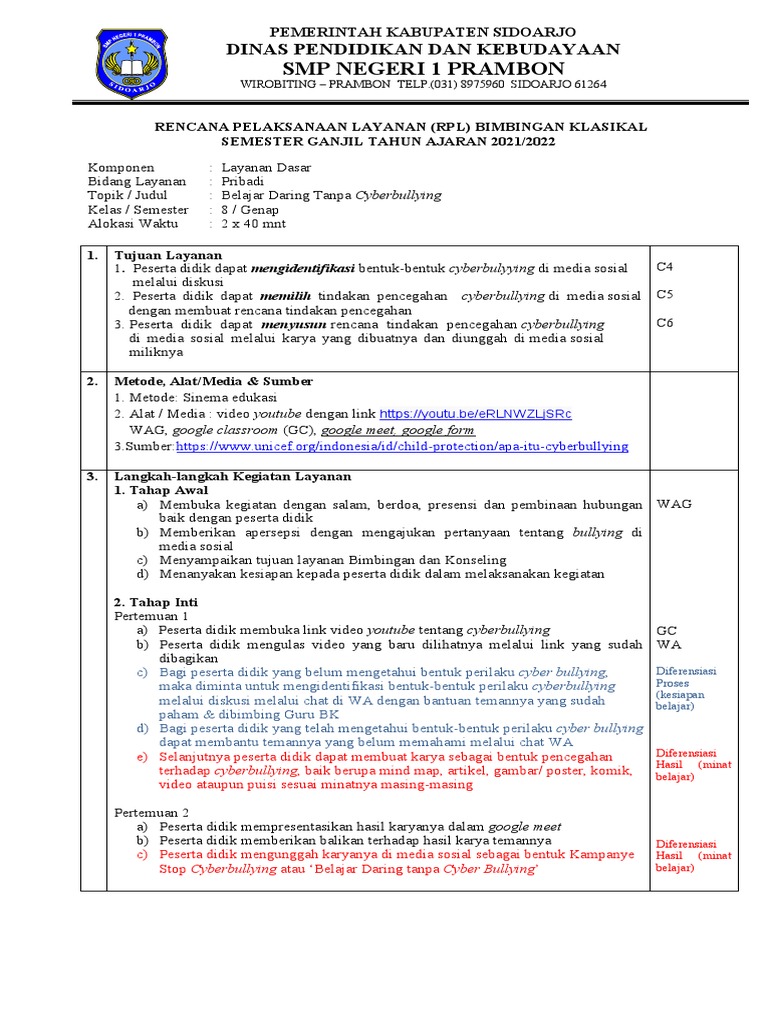 Contoh RPL Diferensiasi | PDF