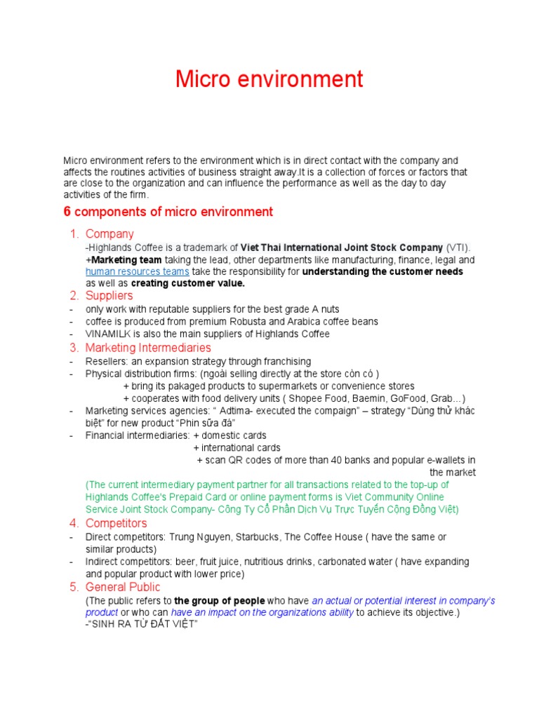 6 Components of Micro Environment | PDF