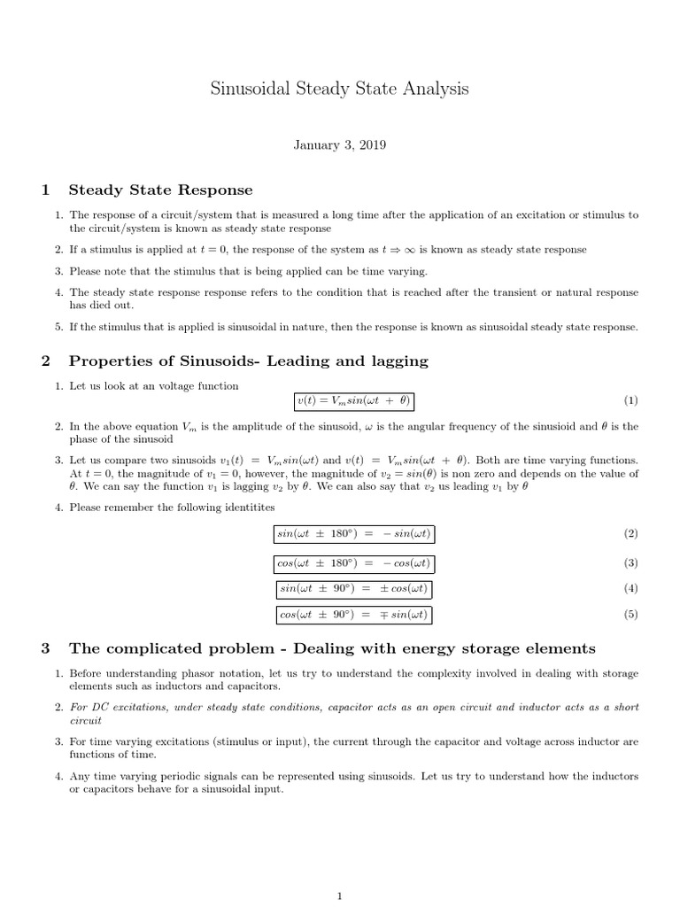Sinusoidal Steady-State Circuit Analysis | PDF | Electrical Impedance ...