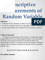 Descriptive Measurements of Random Variable