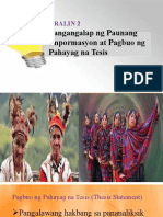 Aralin 2 Pangangalap NG Paunang Impormasyon at Pagbuo NG Pahayag Na Tesis