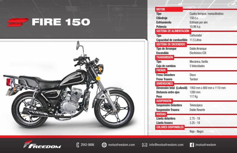 Especificaciones Moto Freedom Fire 150 | PDF