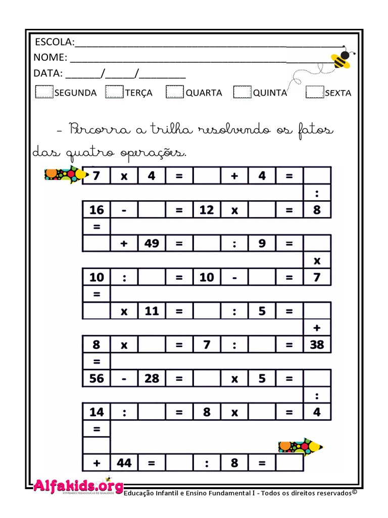 Caderno de Atividades da Tabuada do 5 – Multiplicação