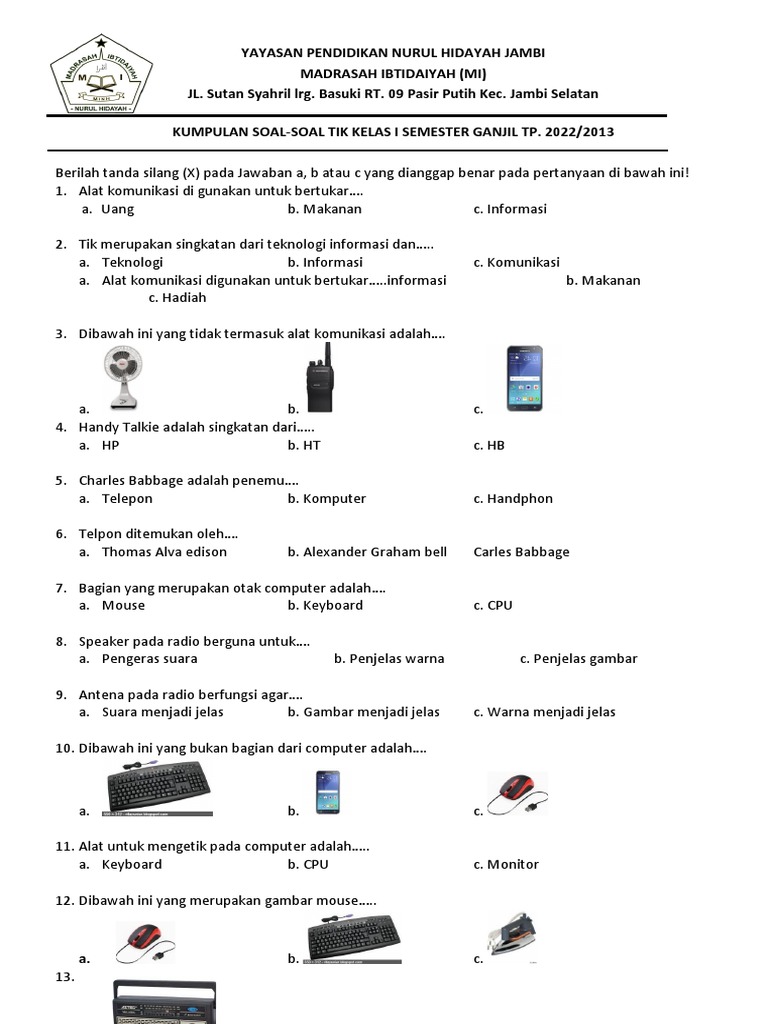 Soal TIK Kelas 1 Semester 2: Panduan Lengkap & Contoh Soal Soal TIK Kelas 1 Semester 2: Panduan Lengkap & Contoh Soal