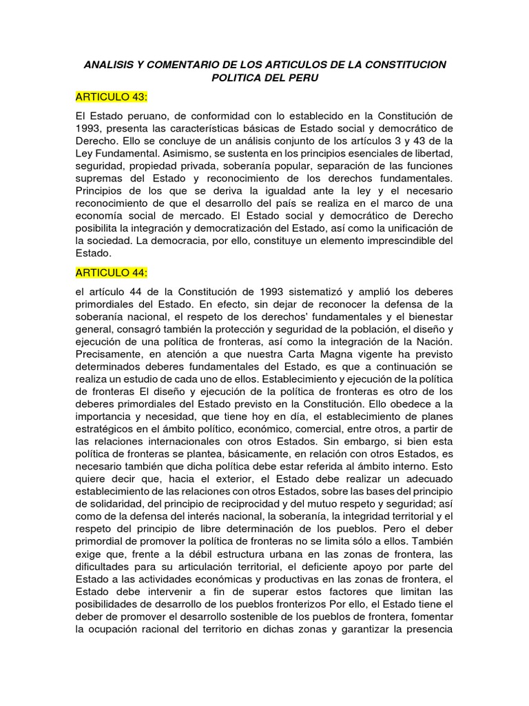 Análisis del Artículo 43 de la Constitución Peruana | PDF | Democracia ...