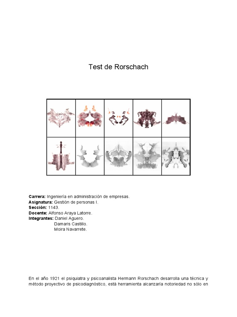 Test Rorschach Pdf Sicología Conceptos Psicologicos