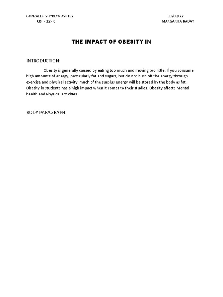 The Impact of Obesity in Students | PDF