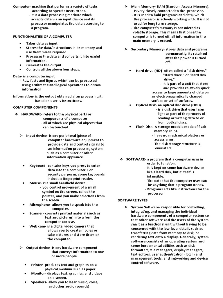 Cc2 Reviewer Pdf Computer Data Storage Computer Hardware