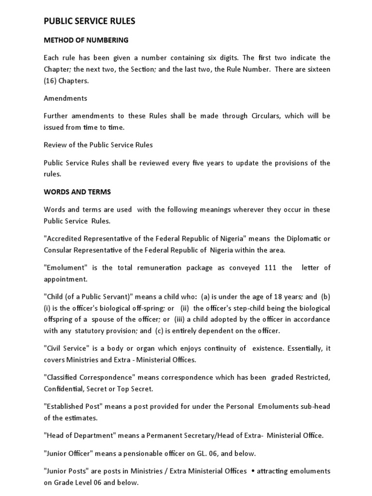 Public Service Rules Salient Issues PDF Overtime Coffin